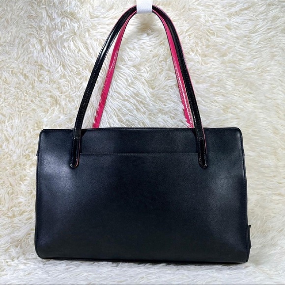 Paul Smith Black & Pink Leather Trimmed Satchel Bag - Picture 2 of 11